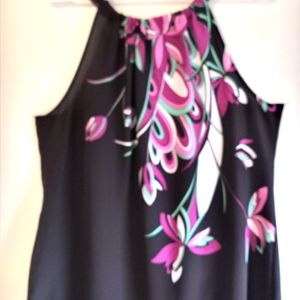 TAHARI Black Semi Sheer Size: Lg Top